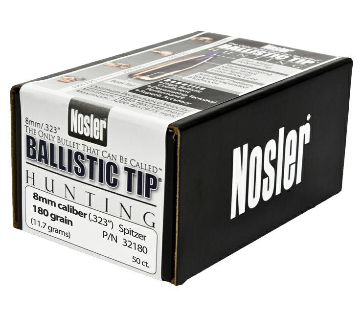 Nosler Rifle Bullets 8mm (.323") 180gr Ballistic Tip - 50/bx