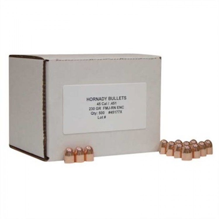 Hornady Bullet 45cal .451 230gr FMJ-RN ENC – Reloading Unlimited