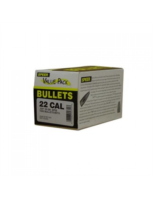 Speer Rifle Bullets 22 cal (.224") 55gr Varmint SP Value Pack - 1,000/bx